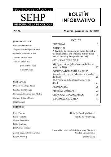 boletÃ­n informativo - Sociedad EspaÃ±ola de Historia de la PsicologÃ­a