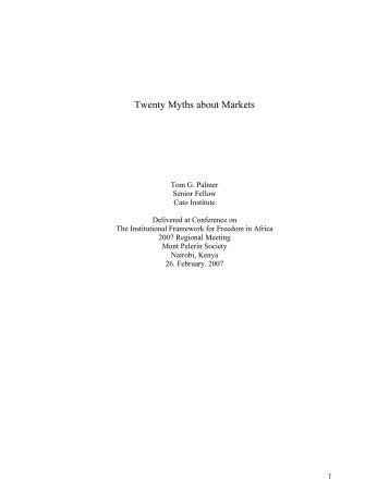 Twenty Myths about Markets - Tom G. Palmer