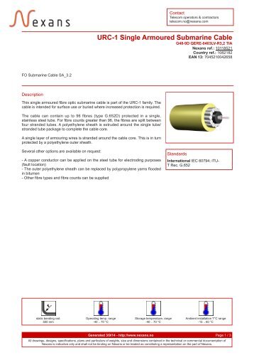 URC-1 Single Armoured Submarine Cable - Nexans