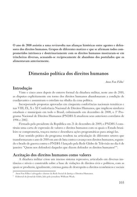 relatÃ³rio Direitos Humanos no Brasil 2010 - FundaÃ§Ã£o Heinrich BÃ¶ll