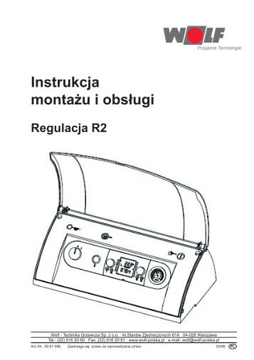 Instrukcja montażu i obsługi Regulacja R2 - Wolf