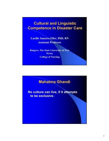 Cultural and Linguistic Competence in Disaster Care - New Jersey ...