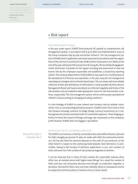 ANNUAL REPORT 2004 - ELMOS Semiconductor AG
