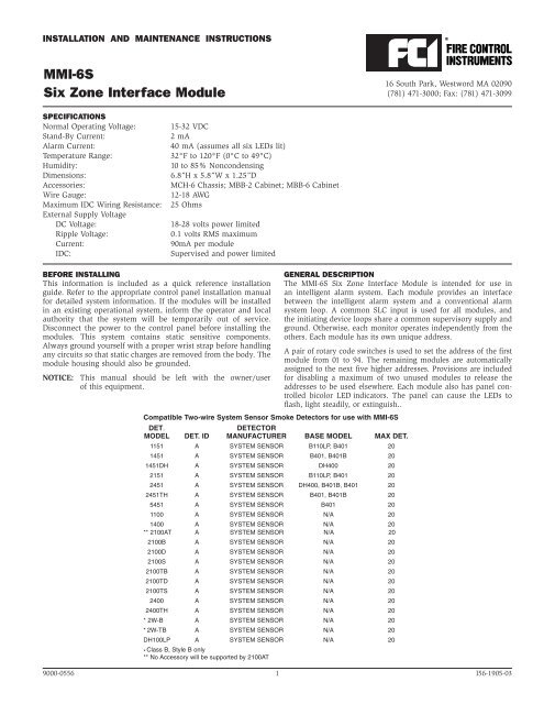 MMI-6SF - Advanced Alarm Systems