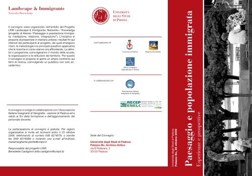 Landscape & Immigrants  - Dipartimento di Geografia - Università ...