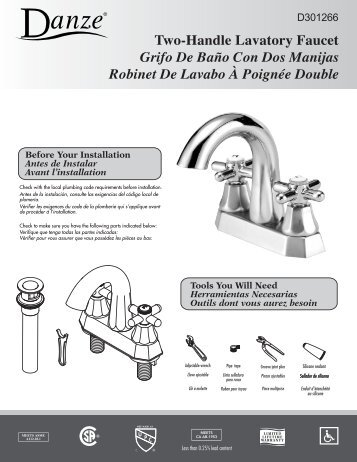 Two-Handle Lavatory Faucet Grifo De BaÃ±o Con Dos Manijas ...