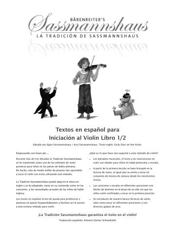 Textos en español para Iniciación al Violín Libro 1/2