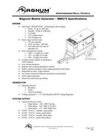 Magnum Mobile Generator Ã¢Â€Â“ MMG75 ... - Diesel Generators