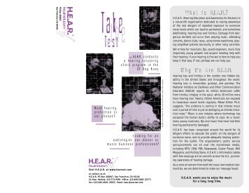 H.E.A.R. Brochure - Hearing Education and Awareness for Rockers