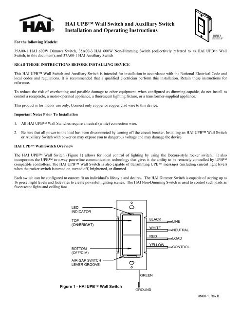 Hai Upba Wall Switch And Auxiliary Switch Installation And