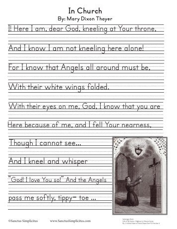 In Church Poem Copy Work - Sanctus Simplicitus
