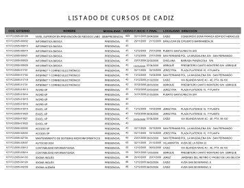 LISTADO DE CURSOS DE CADIZ