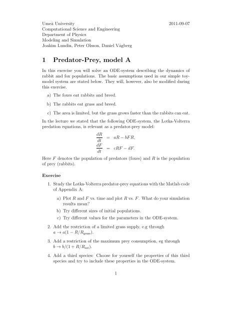 1 Predator Prey Model A