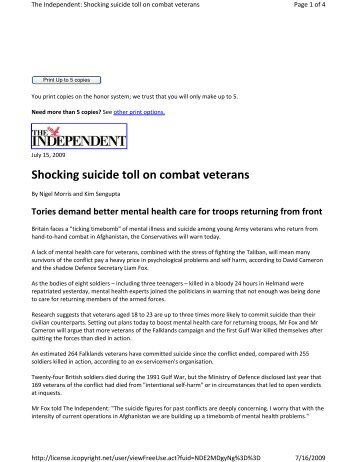 Shocking suicide toll on combat veterans - CareForTheTroops.org