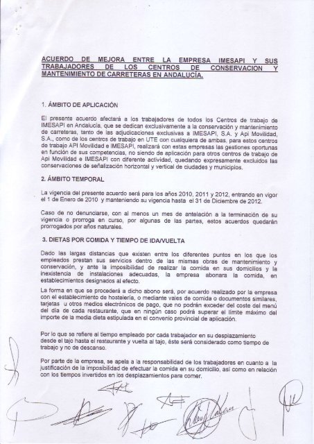 Acuerdo mejora trabajadores conservaciÃ³n y mantenimiento IMESAPI