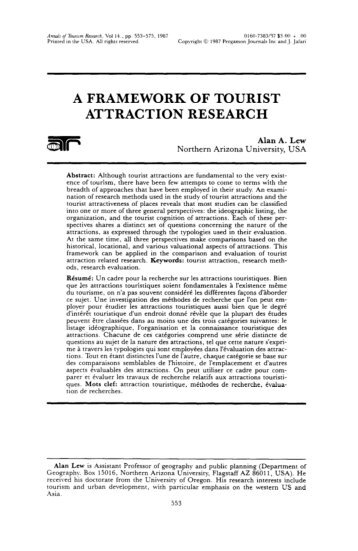a framework of tourist attraction research - Geography, Planning ...
