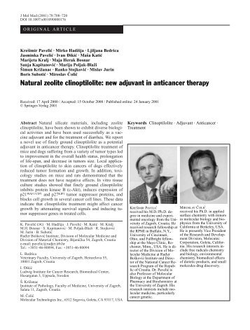 Natural zeolite clinoptilolite: new adjuvant in anticancer ... - Springer