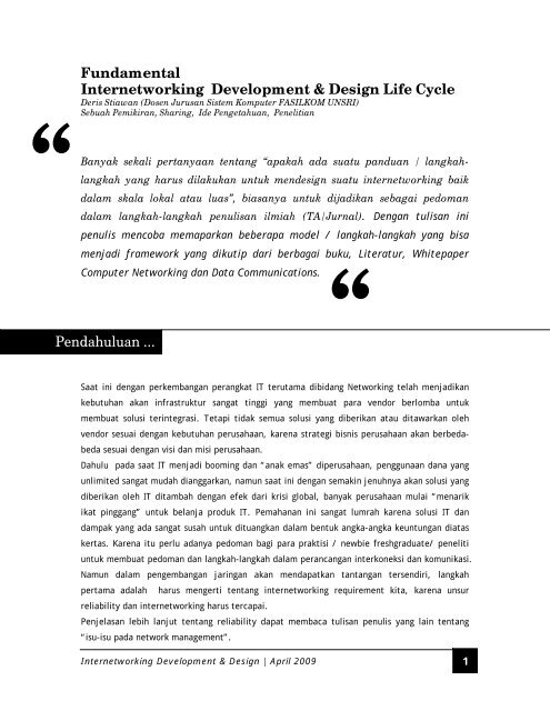 Fundamental Internetworking Development & Design Life ... - Sharing