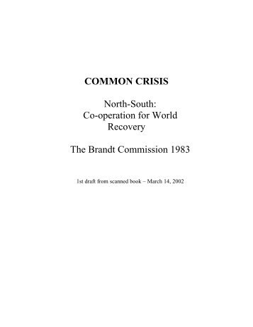 COMMON CRISIS North-South - Global Marshall Plan