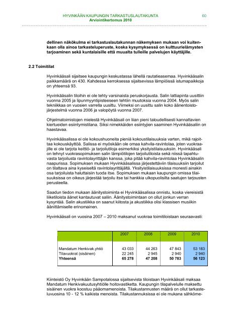 Arviointikertomus 2010 - Hyvinkaan kaupunki