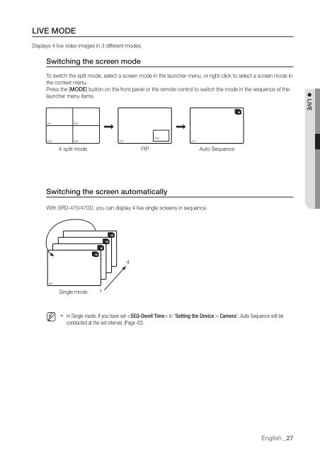 User Manual Samsung SRD-470D/470DC DVR