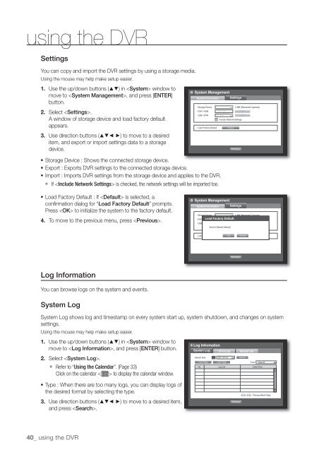 User Manual Samsung SRD-470D/470DC DVR