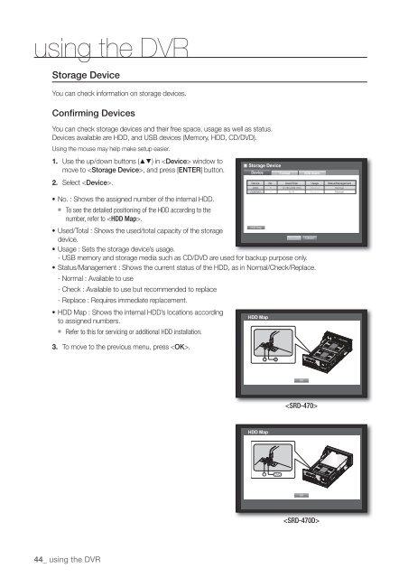 User Manual Samsung SRD-470D/470DC DVR