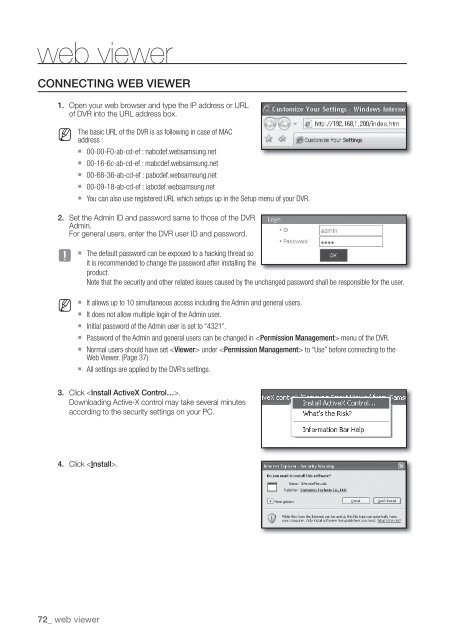 User Manual Samsung SRD-470D/470DC DVR