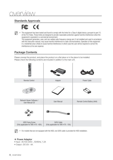 User Manual Samsung SRD-470D/470DC DVR