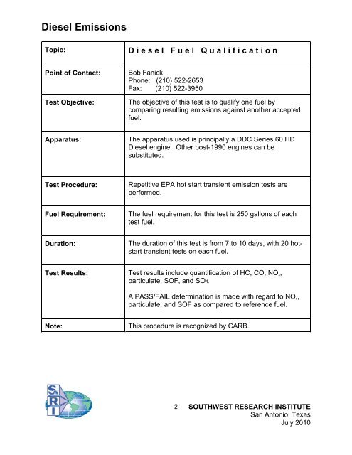 Fuel Additives & Fuel Economy Abstracts - Southwest Research ...