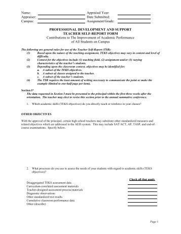 Teacher Self-Report Form (PDF) - Concordia University