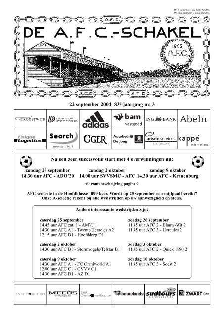 22 september 2004, 83e jaargang nummer 3 - AFC, Amsterdam