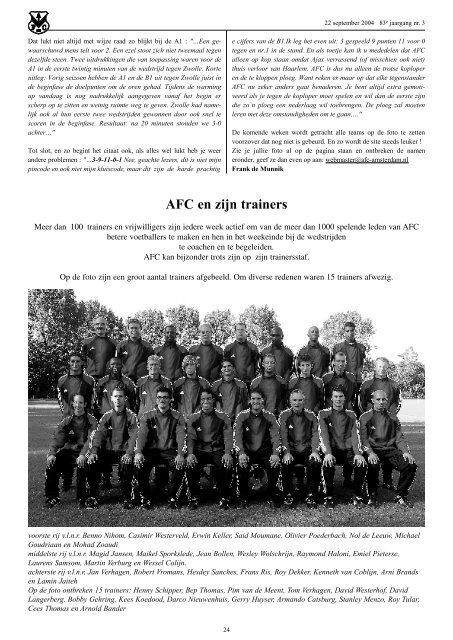 22 september 2004, 83e jaargang nummer 3 - AFC, Amsterdam