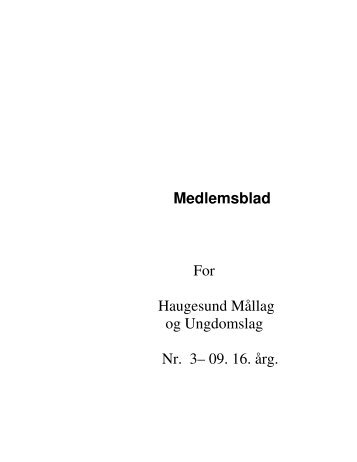 Medlemsblad - Haugesund MÃ¥l- og Ungdomslag