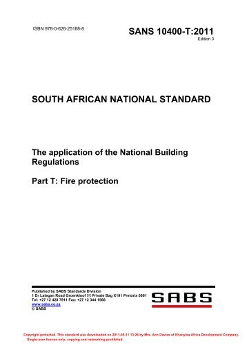 SANS 10400-T:2011 - Africa Thermal Insulations
