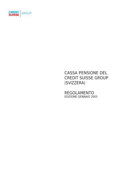 Regolamento della Cassa pensione 2003 - Pensionskasse