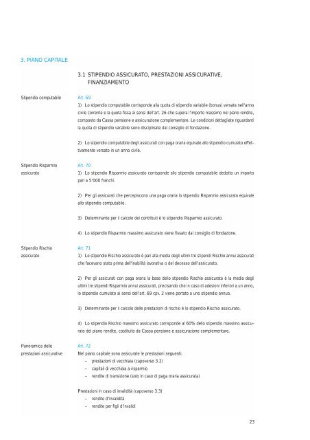 Regolamento della Cassa pensione 2003 - Pensionskasse