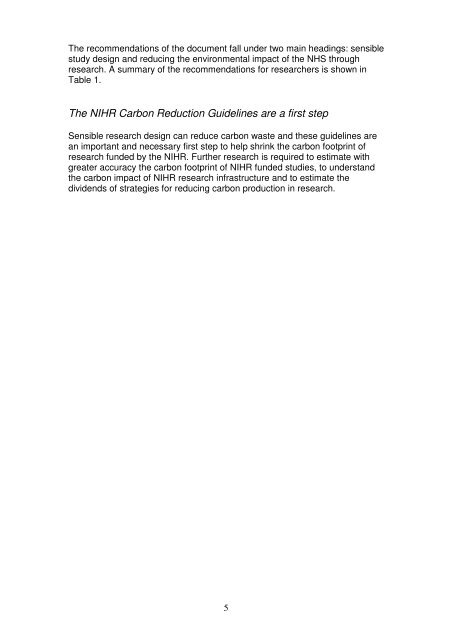 The NIHR Carbon Reduction Guidelines