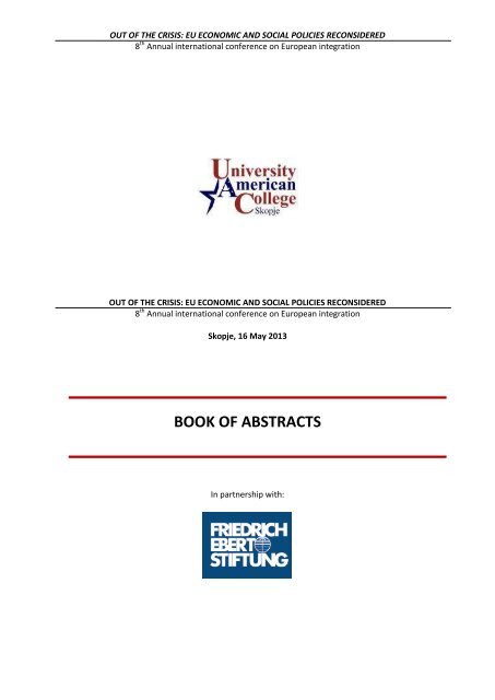 BOOK OF ABSTRACTS - University American College Skopje