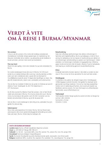 Verdt å vite om å reise i Burma/Myanmar - Albatros Travel