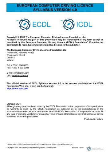 Module I - Concepts of Information Technology (IT) - ECDL Foundation