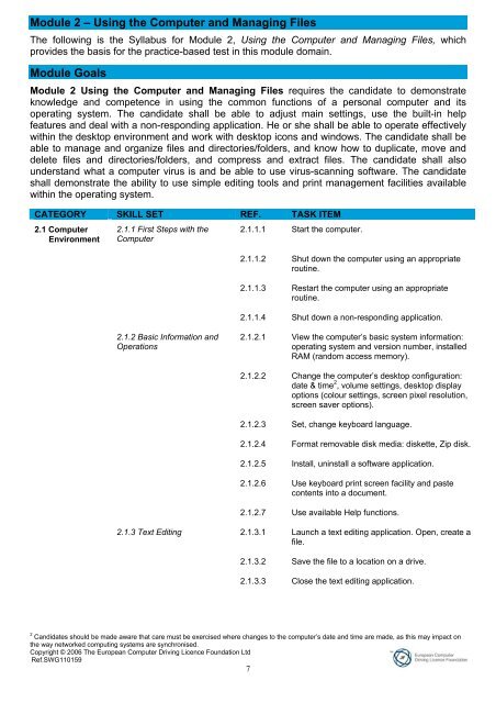 Module I - Concepts of Information Technology (IT) - ECDL Foundation