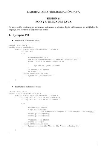 LABORATORIO PROGRAMACIÓN JAVA SESIÓN 6: POO Y ...