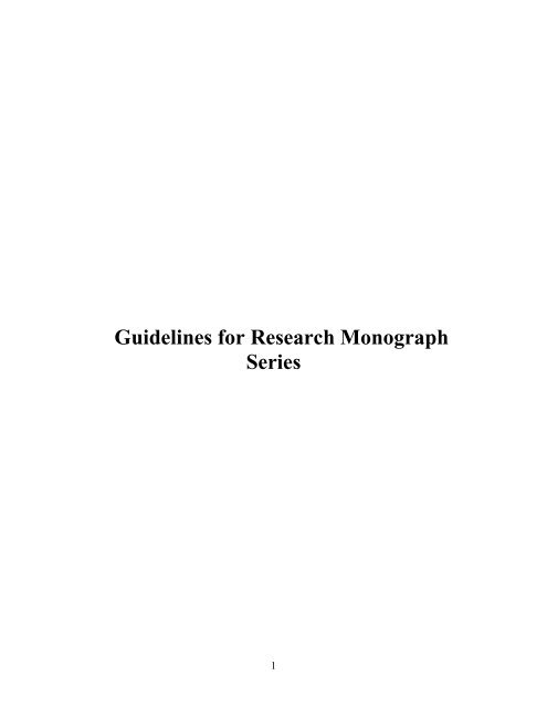 Guidelines for Research Monograph Series - BIDS