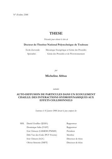 Auto-diffusion de particules dans un ecoulement cisaille : des ...