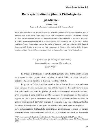 De la spiritualitÃ© du jihad Ã  l'idÃ©ologie du ... - Religio Perennis