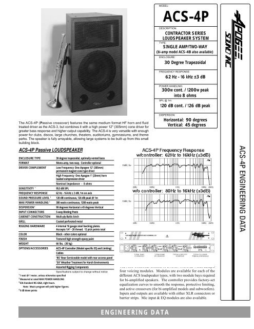 Apogee ACS-4P Contractor Series Spec Sheet - Apogee Sound