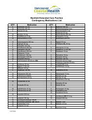 Vancouver Residential Care Wardstock/Contingency Medication List