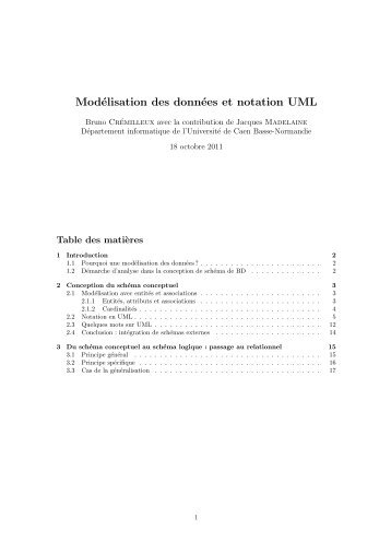 Modélisation des données et notation UML - Université de Caen ...