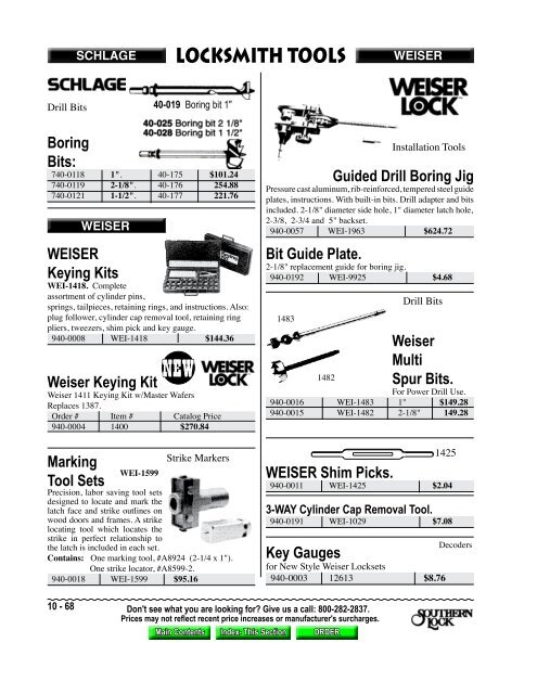 Locksmith Tools Section 10 - Southern Lock & Supply Co.